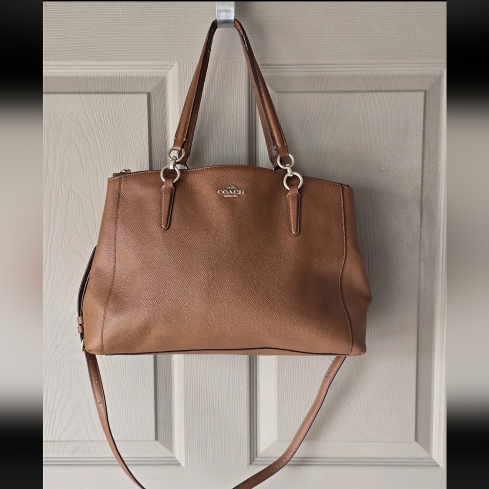Coach Christie Carryall Leather HandBag Brown Women Large 3way Removeable Strap - Picture 4 of 13